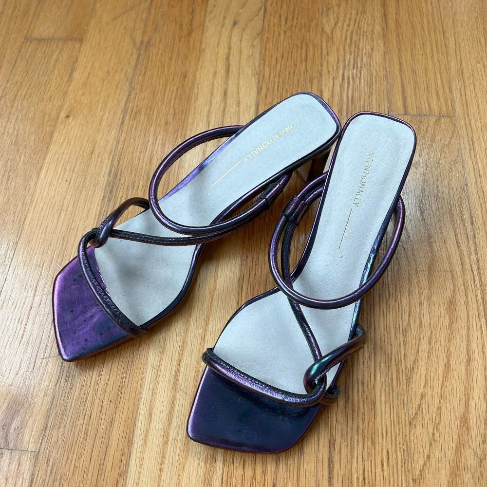 Intentionally Blank Purple Holographic Open Toe Willow Sandal Heels - Picture 4 of 7
